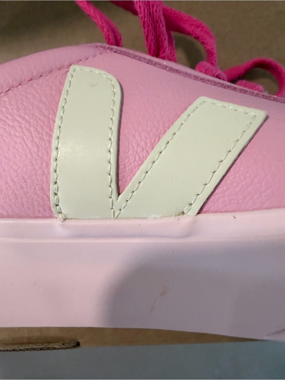 Veja Women's Pink Low-Top Sneakers with Hot Pink Laces - Picture 4 of 10